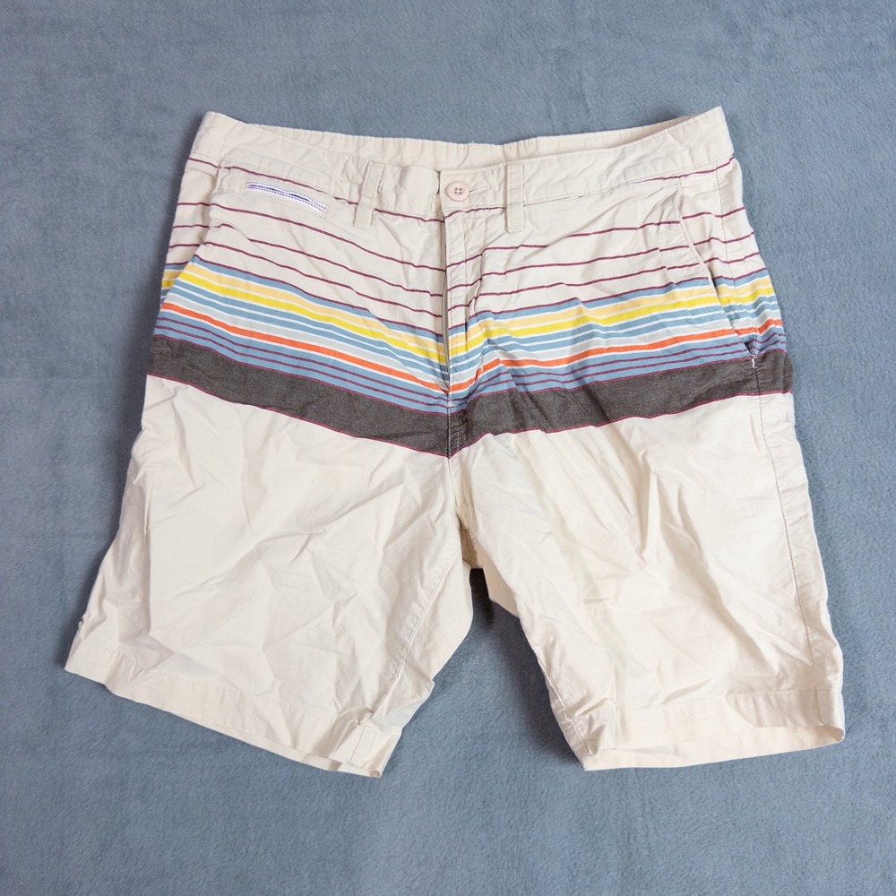 O'Neill Shorts Men 34 Cream Multi Color Striped Good Cotton O'riginals Surf